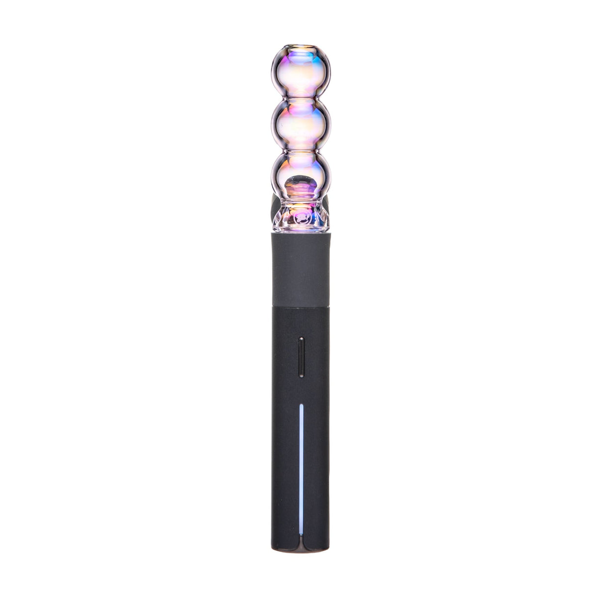 Iridescent bubble Pivot top mounted on compatible device showing compact fit and colorful electroplated glass look