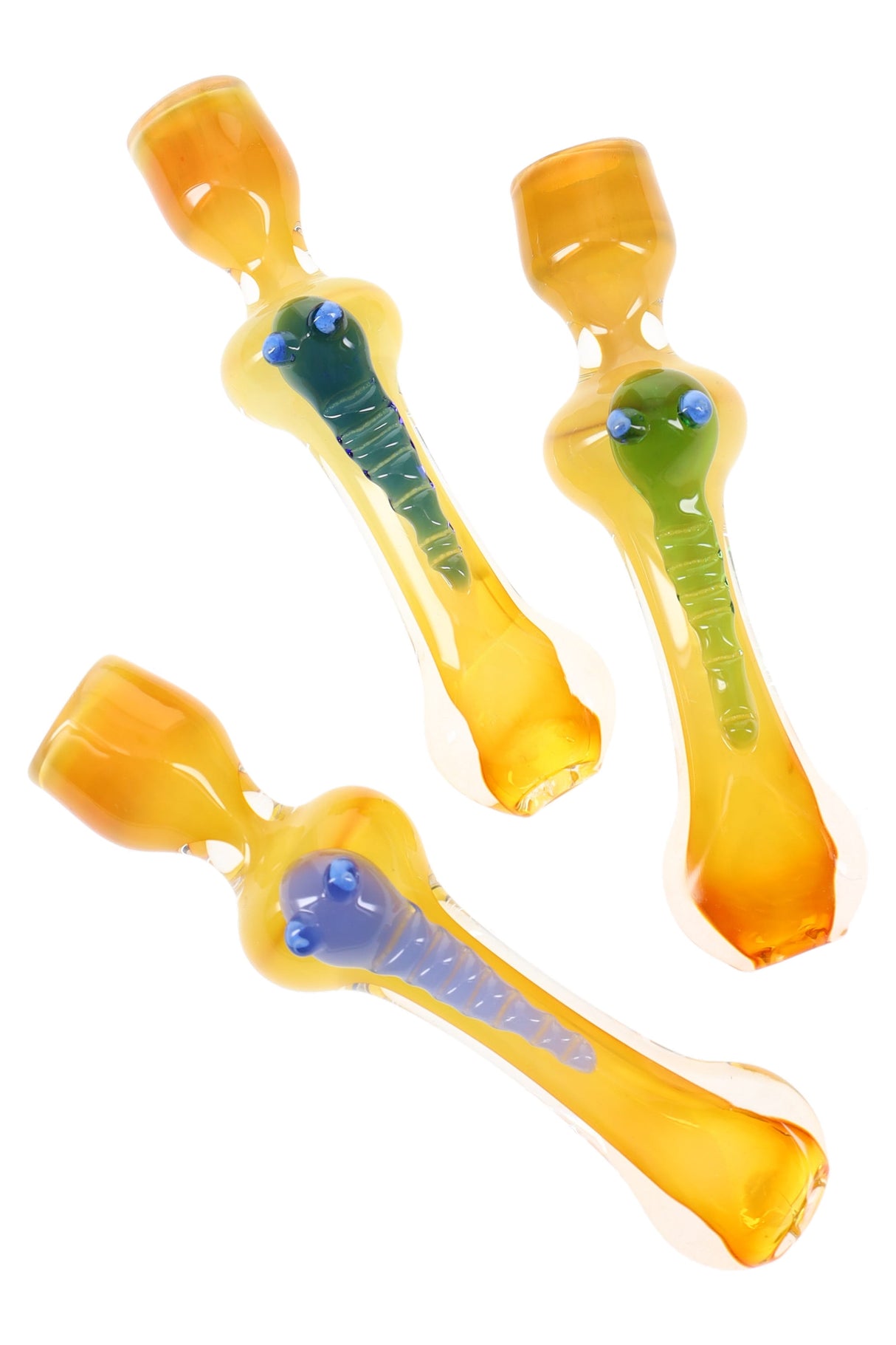 4" Color Changing Gold Fumed Critter Glass Chillum - C0288