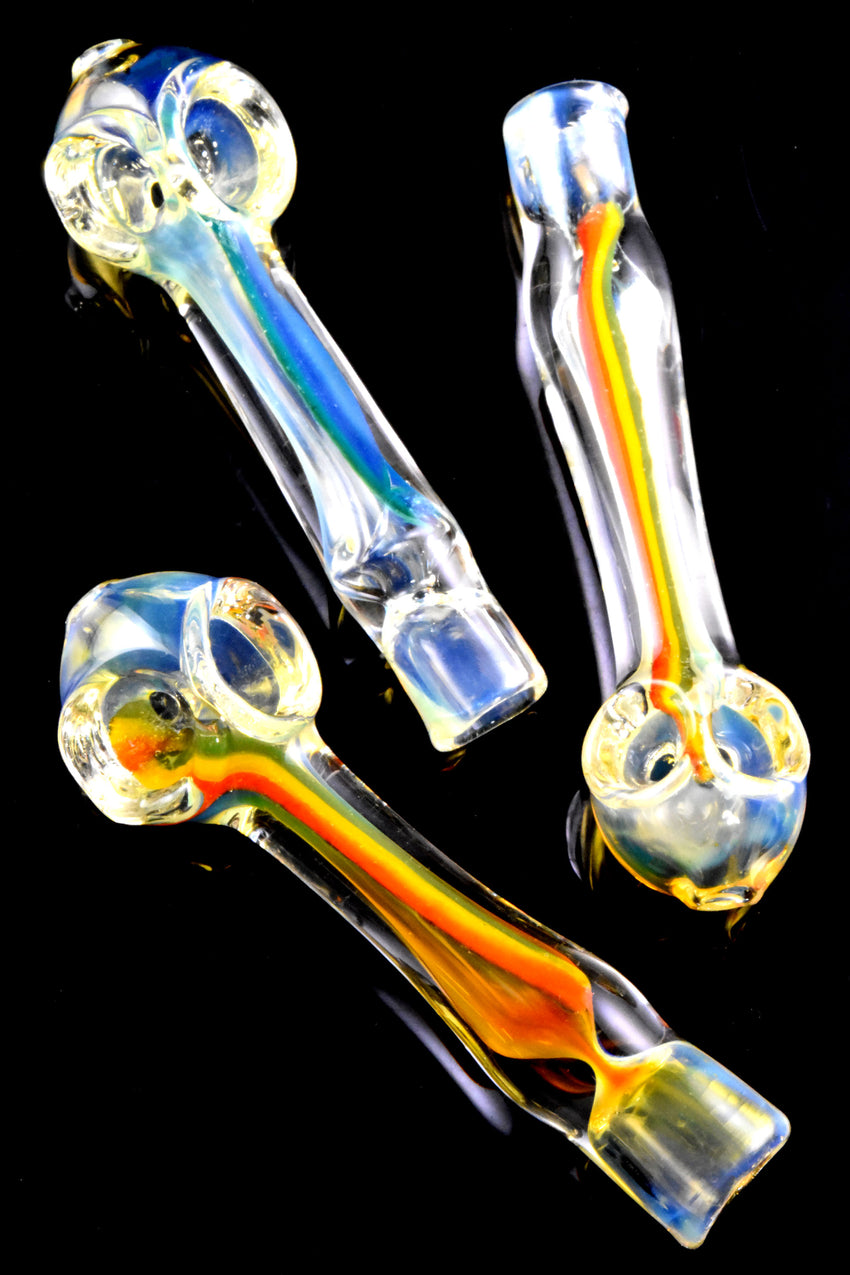 Color Changing Double Bowl Striped Glass Chillum - C0328