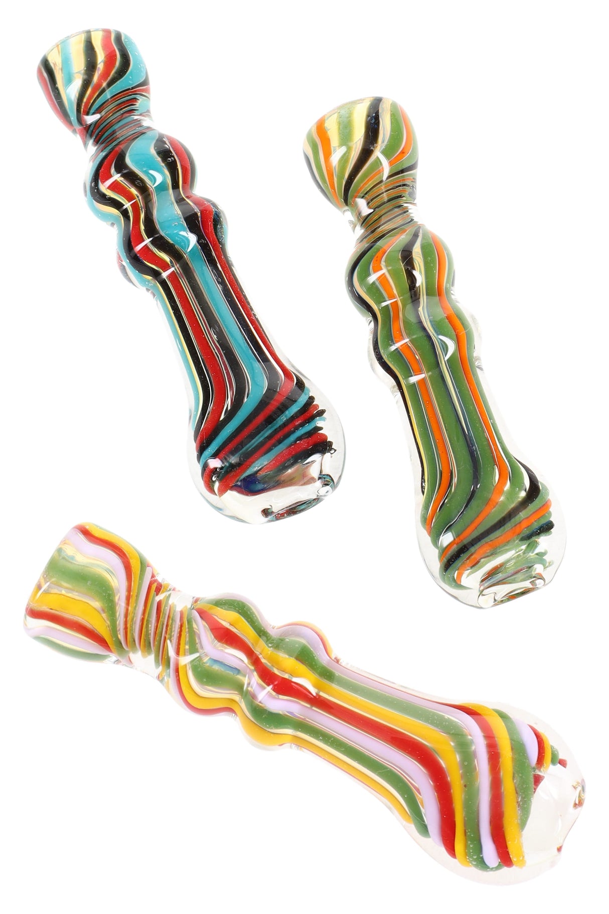 3.5" Multicolor Striped Color Changing Glass Chillum - C0342
