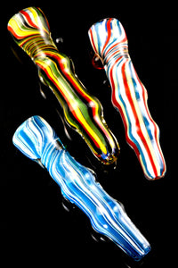Multicolor Striped Color Changing Glass Chillum - C0342