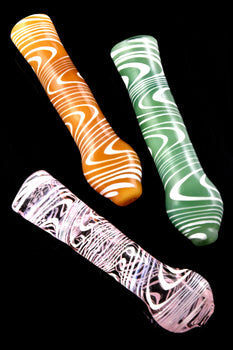 Colored Glass Swirl Striped Chillum - C0344