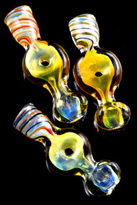 Color Changing Swirl Striped Donut Hole Glass Chillum - C0348