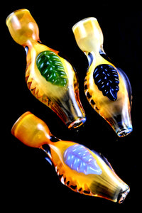 Gold Fumed Color Changing Leaf Glass Chillum - C0349
