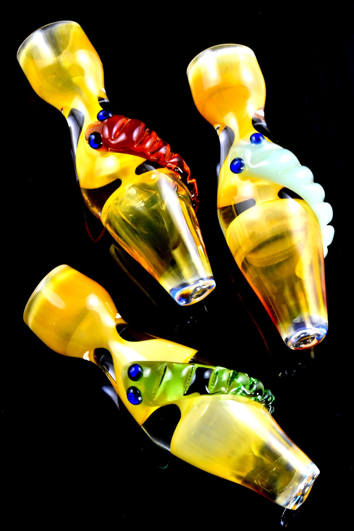 3.5" Glass Critter Gold Fumed Chamber Chillum - C0356