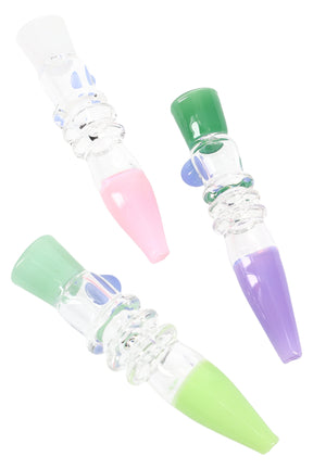 Slime-green 4-inch glass chillum with raised ring grip near mouthpiece, straight stem, and rounded bowl displayed on white background.