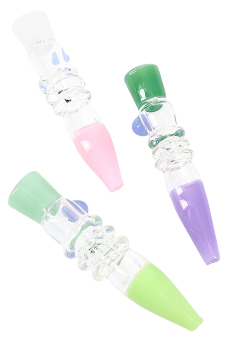 Slime-green 4-inch glass chillum with raised ring grip near mouthpiece, straight stem, and rounded bowl displayed on white background.