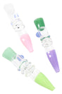 Slime-green 4-inch glass chillum with raised ring grip near mouthpiece, straight stem, and rounded bowl displayed on white background.