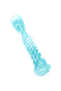 Aqua 3″ glass chillum with spiral frit finish, raised twist detail, and compact straight shape