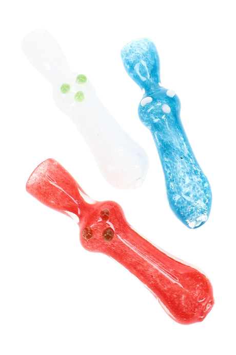 Frit Glass Chillum “Firefly Fleck” – 3″ – Assorted Colors