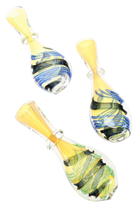3" Color Changing Dichro Spiral Striped Glass Chillum - C0399