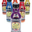Lineup of High Voltage Detox 16 oz drinks in assorted flavors with “Not a Mask” and “Lasts up to 7 hours” label claims.