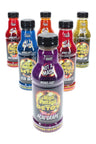 Lineup of High Voltage Detox 16 oz drinks in assorted flavors with “Not a Mask” and “Lasts up to 7 hours” label claims.