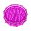 Magenta acrylic magnetic herb grinder, two-piece design with sturdy teeth and translucent body.