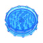 Blue acrylic 2-piece magnetic grinder featuring sturdy peg teeth and easy-grip rim.