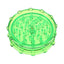 Green acrylic magnetic herb grinder with translucent body and evenly spaced grinding pegs.