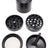 Black Ninja Glass 4-piece 40 mm herb grinder with kief screen and scraper, shown disassembled on a white background.