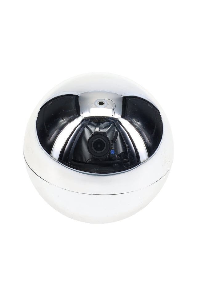 Closed chrome sphere metal herb grinder with smooth reflective finish and compact 2 inch shape