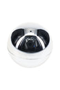 Closed chrome sphere metal herb grinder with smooth reflective finish and compact 2 inch shape
