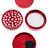 Red Cali Crusher O.G. 4-piece metal grinder opened to show uniform teeth and included pollen scraper.
