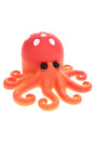 Orange octopus herb grinder front view with red spotted top, curled tentacles, and compact 1¾ inch size
