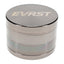 Gunmetal EVRST metal herb grinder close-up with engraved lid logo and knurled grip edge