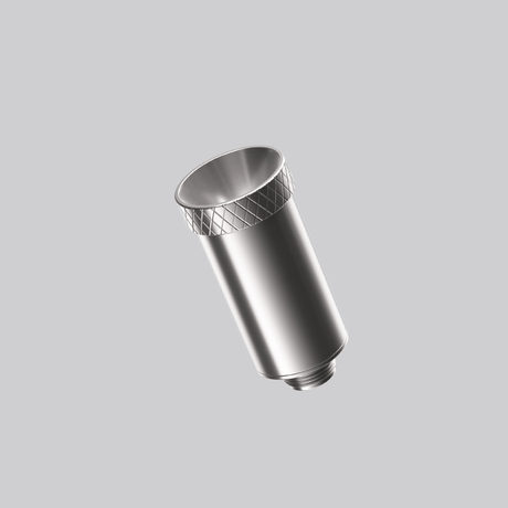 Silver Dr. Dabber Ghost² chamber cup accessory with threaded base and textured rim detail