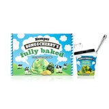 HEMPER Bong & Cherry’s Fully Baked ice cream glass bong with matching retail box on white
