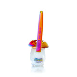Rear view of Nermal Sherlock hand pipe with amber mouthpiece and printed box-style logo