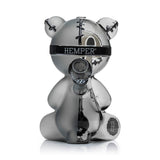Rear view of Hemper Scare Bears Teddy Bear XL bong with stitched headband, Hemper logo and flared mouthpiece, studio shot on white background.