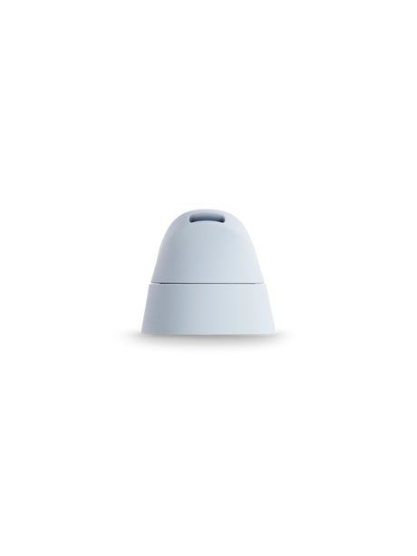 Light blue Puffco Proxy Core mouthpiece cap viewed straight on with compact silicone shape