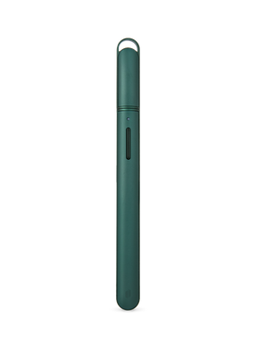 Pine Puffco Hot Knife heated loading tool with cap on, slim green body, button, and lanyard loop