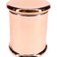 Copper-tone large glass storage jar with reflective metallic finish and snug flat lid, centered on white backdrop for full product view