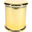 Polished gold XL glass jar highlighting lustrous metallic coating and wide base, photographed on white surface