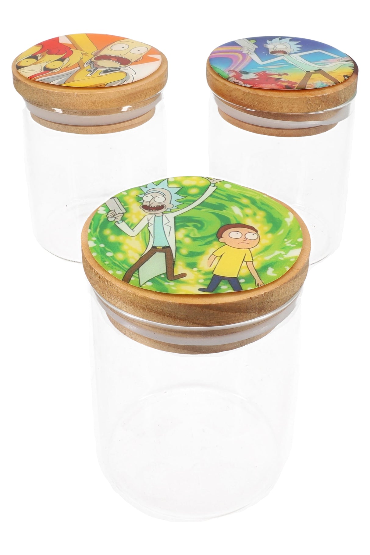 (Assorted) Glass Jar – Bamboo Lid Decal – 3.5″