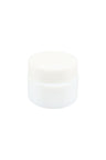 Mini white glass wax storage jar with matching screw-top lid, centered on clean white background, ideal for cannabis concentrates or cosmetics