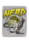 3.5 g mylar bag with “Nerd” cartoon astronaut artwork in yellow and gray, compact ⅛ oz storage pouch for small contents.