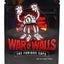 3.5 g mylar bag featuring “War of Walls” red cyclops-cap character on black, bold ⅛ oz storage pouch with graphic art.