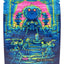 3.5 g mylar bag “Dog Overlord” throne scene in neon blues and pinks with robot canines, ⅛ oz storage pouch.
