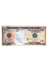 Ten-dollar bill 3.5 g mylar bag printed in currency artwork with reflective silhouette window; choose this one-design 50-pack.