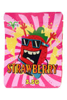 Ignite Strawberry 3.5 g mylar bag showing wild cartoon strawberry on pink spiral background with bold text.