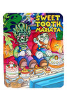 Sweet Tooth Mariata 3.5 g mylar bag with cartoon duo and dessert table in neon tones; playful ⅛ oz storage pouch.