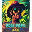 Vibrant 3.5 g mylar bag with retro sunglasses portrait and leafy backdrop, “Dosi Pops” lettering; compact ⅛ oz storage pouch.
