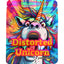 Holographic mylar bag “Distorted Unicorn” rainbow unicorn head artwork, 3.5 g (⅛ oz) front view