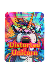 Holographic mylar bag “Distorted Unicorn” rainbow unicorn head artwork, 3.5 g (⅛ oz) front view