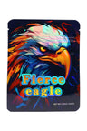 Holographic mylar pouch “Fierce Eagle” eagle profile illustration, 3.5 g (⅛ oz) bag front view