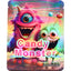 Holographic mylar pouch “Candy Monster” colorful monster duo with candy scene, 3.5 g (⅛ oz) front view