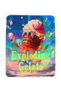 Holographic mylar bag “Exploding Gelato” ice cream blast artwork, 3.5 g (⅛ oz) pouch front view