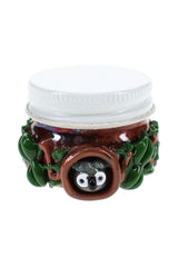 Empire Glassworks Hootie’s Forest terp jar front view with owl face and leafy glass detail