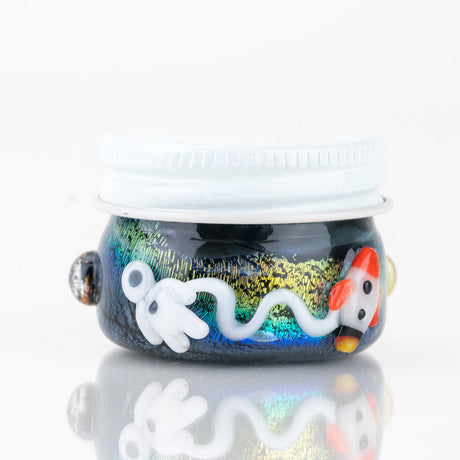 Empire Glassworks Across the Universe terp jar with astronaut, stars, and galaxy glass accents